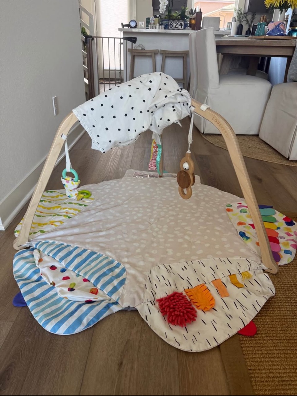 Lovevery Kids Baby Activity Center Gym with Sensory Strands and Cover
